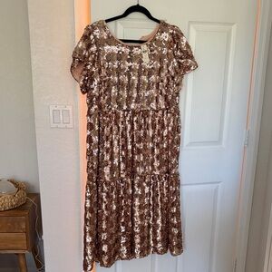 NWT Maeve Anthropologie Sequin Rose Gold Dress